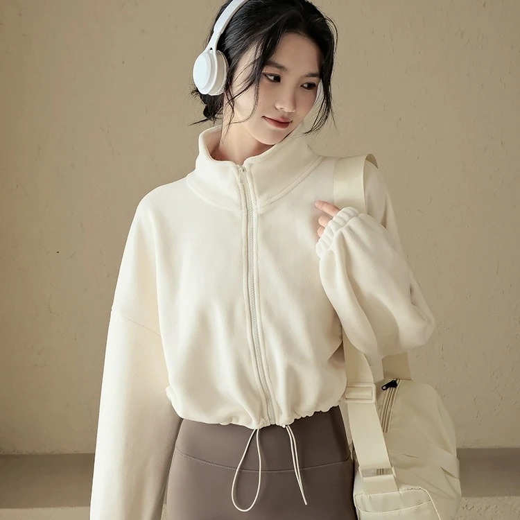 【抹小茶专属】运动外套双面奥粒绒加厚保暖显瘦宽松健身瑜伽服上衣