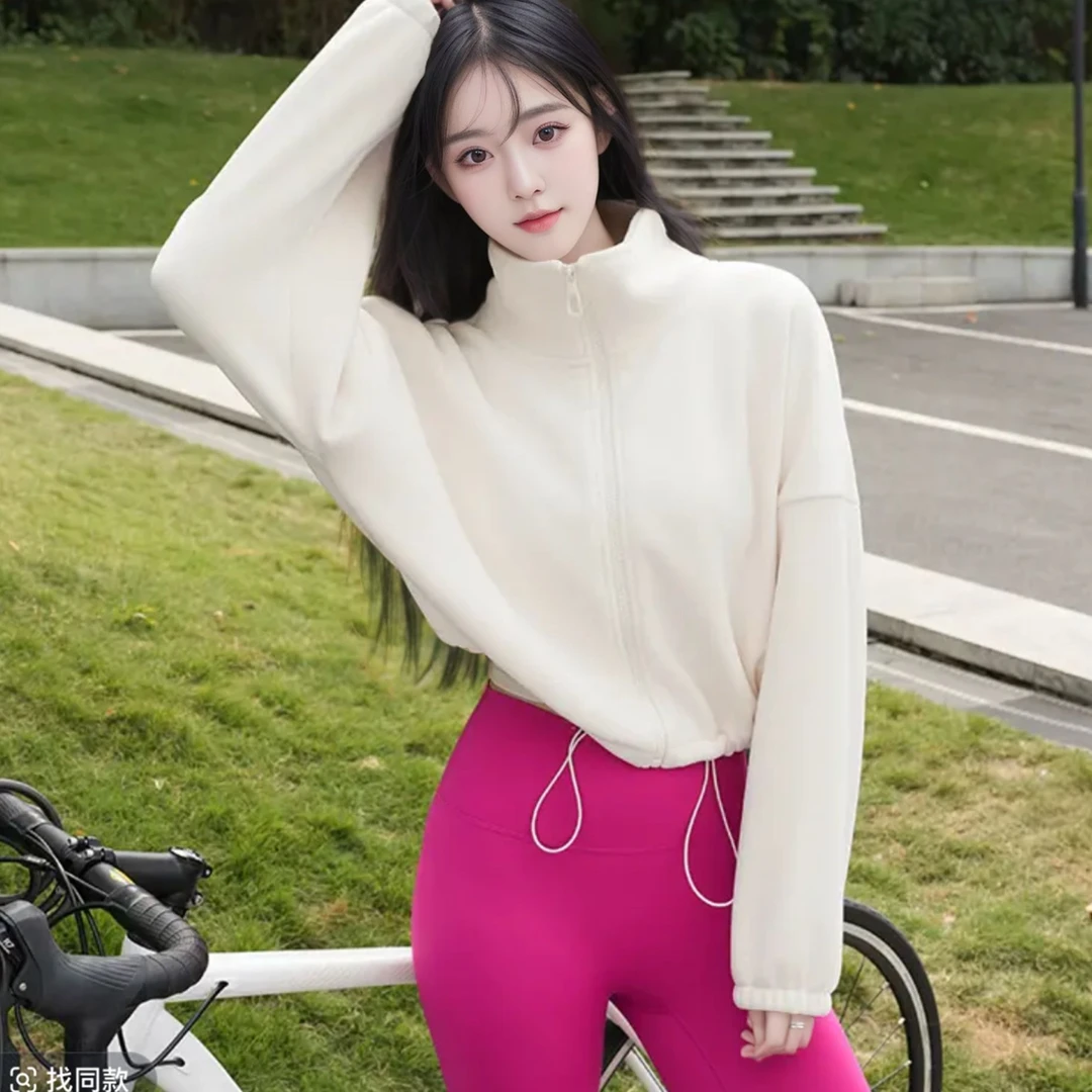 XN127户外运动外套女双面奥粒绒加厚保暖显瘦宽松健身瑜伽服上衣