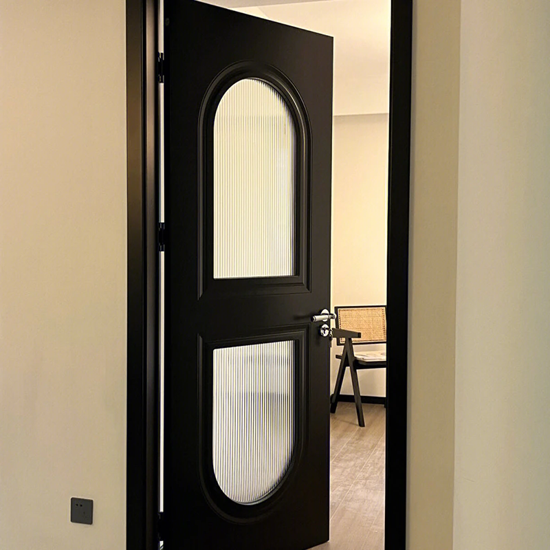 潮盛CS-P111法式全实木复合烤漆门卧室卫生间门复古简约黑色木门