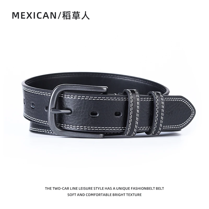 稻草人皮带男士真皮针扣腰带2024新款潮流裤腰带牛仔裤年轻人裤带