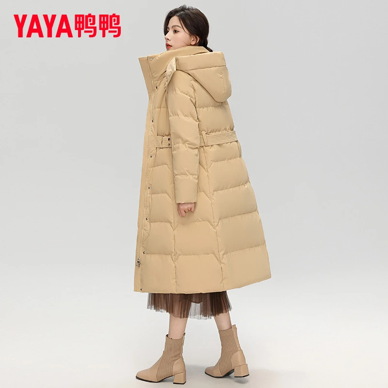 YAYA/鸭鸭长款过膝羽绒服女冬季2023年新款收腰显瘦外套citywarm