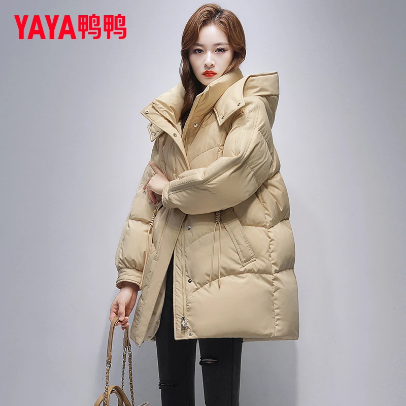 YAYA/鸭鸭羽绒服女2023新款中长款时尚冬季显瘦保暖外套citywarm