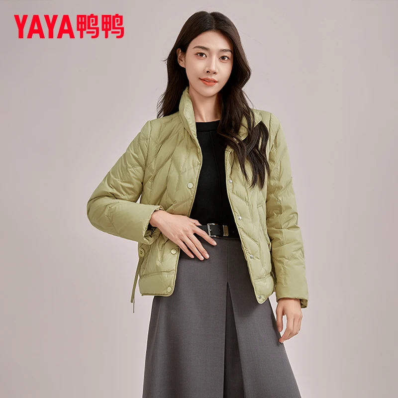 YAYA/鸭鸭早春薄款衬衫羽绒服女2024时尚百搭春秋保暖外套休闲