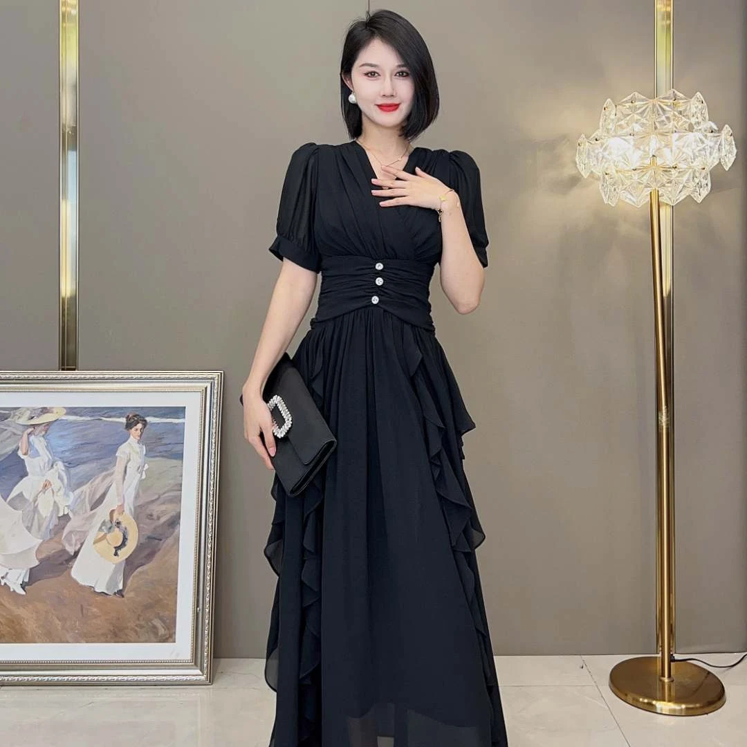 【MD设计师品牌】【香芋泡芙】时尚优雅高级感复古法式礼服连衣裙