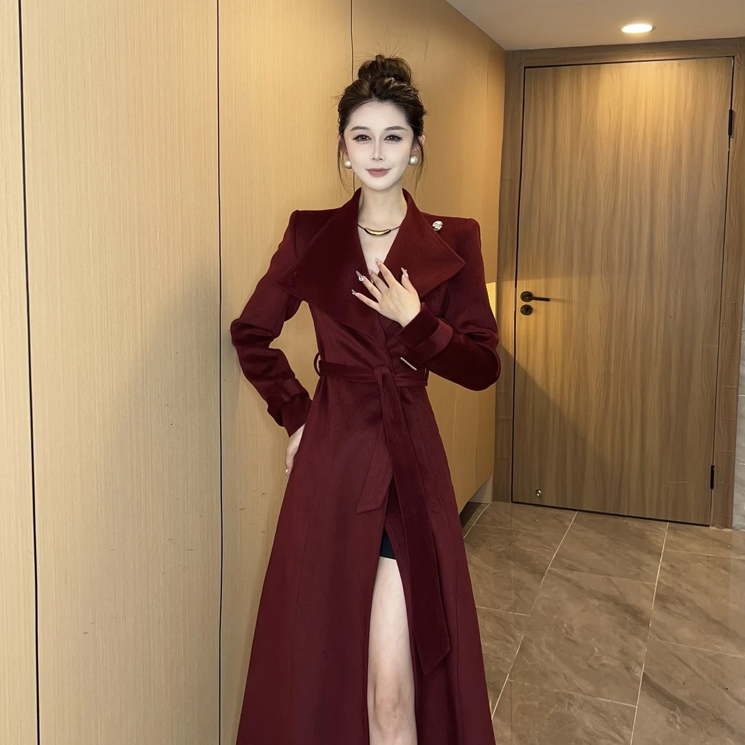 【MD原创·宵夜】2024冬季新款显瘦毛呢时尚百搭休闲长款大衣外套