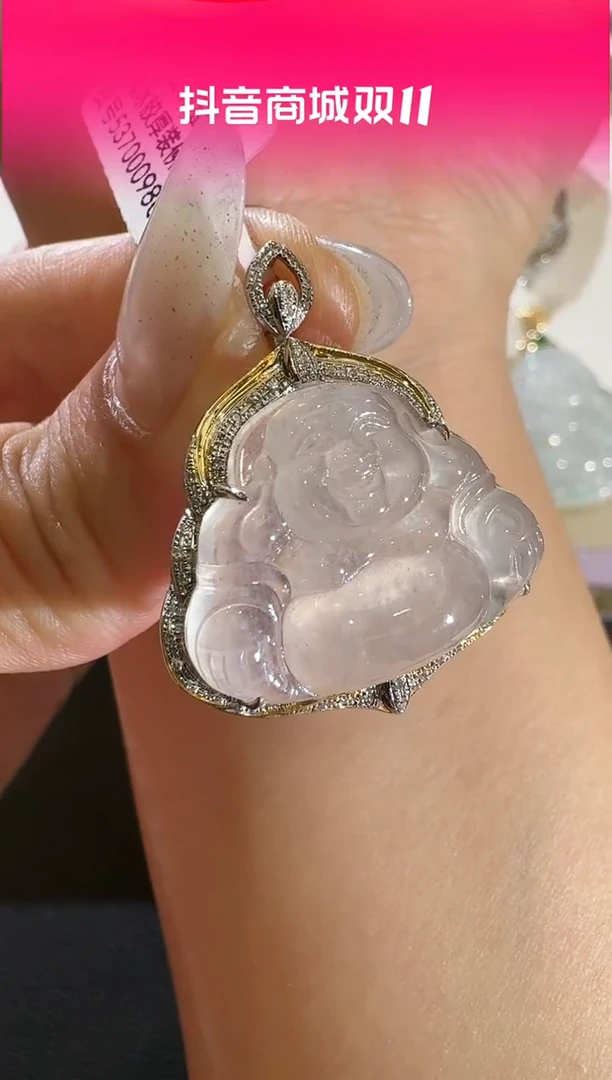 【闪购商品】翡翠吊坠(不含链)18K金镶嵌【源头工厂】钻石镶嵌佛公