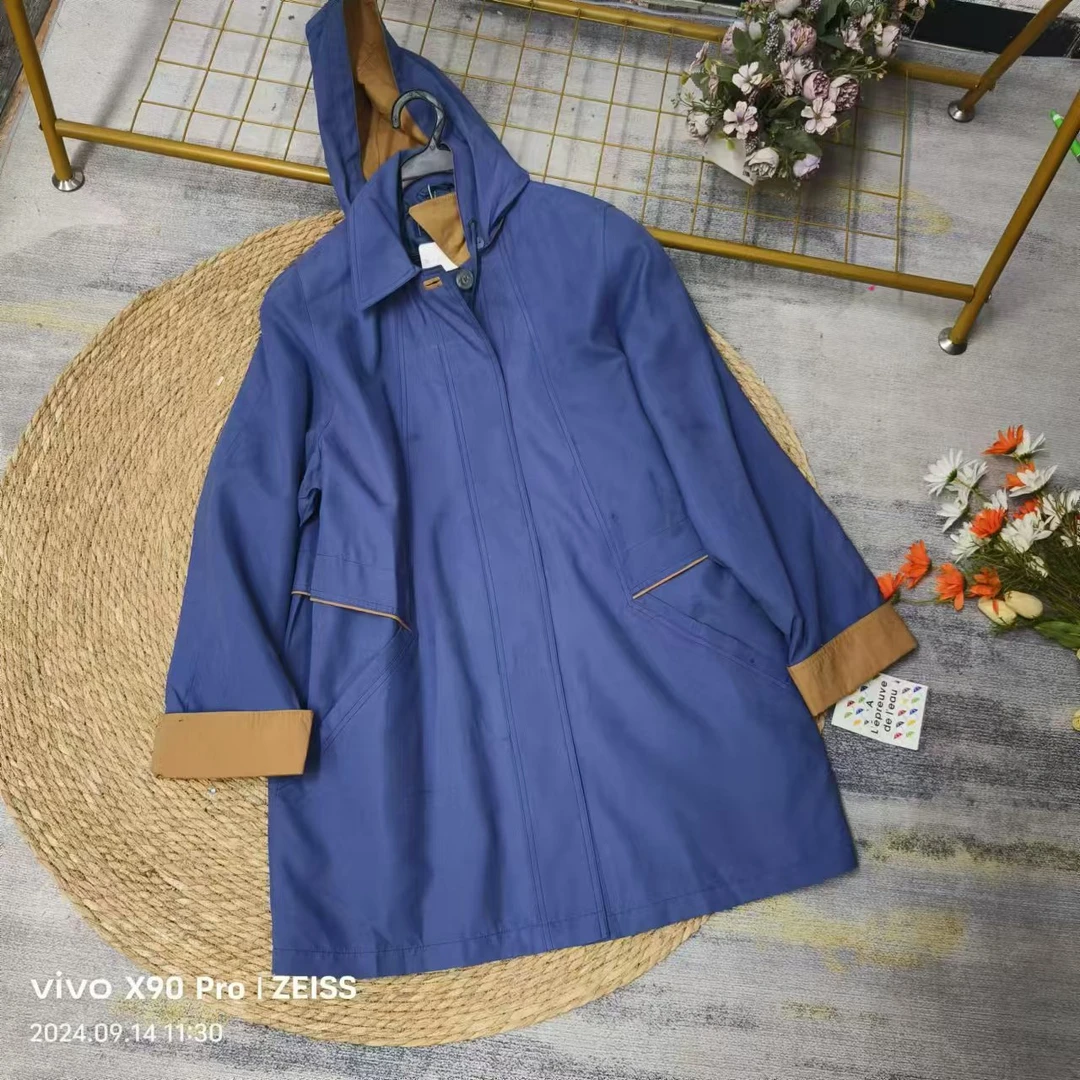 出口外单   8仓B5-17-2038款   紫蓝色连帽宽松外套