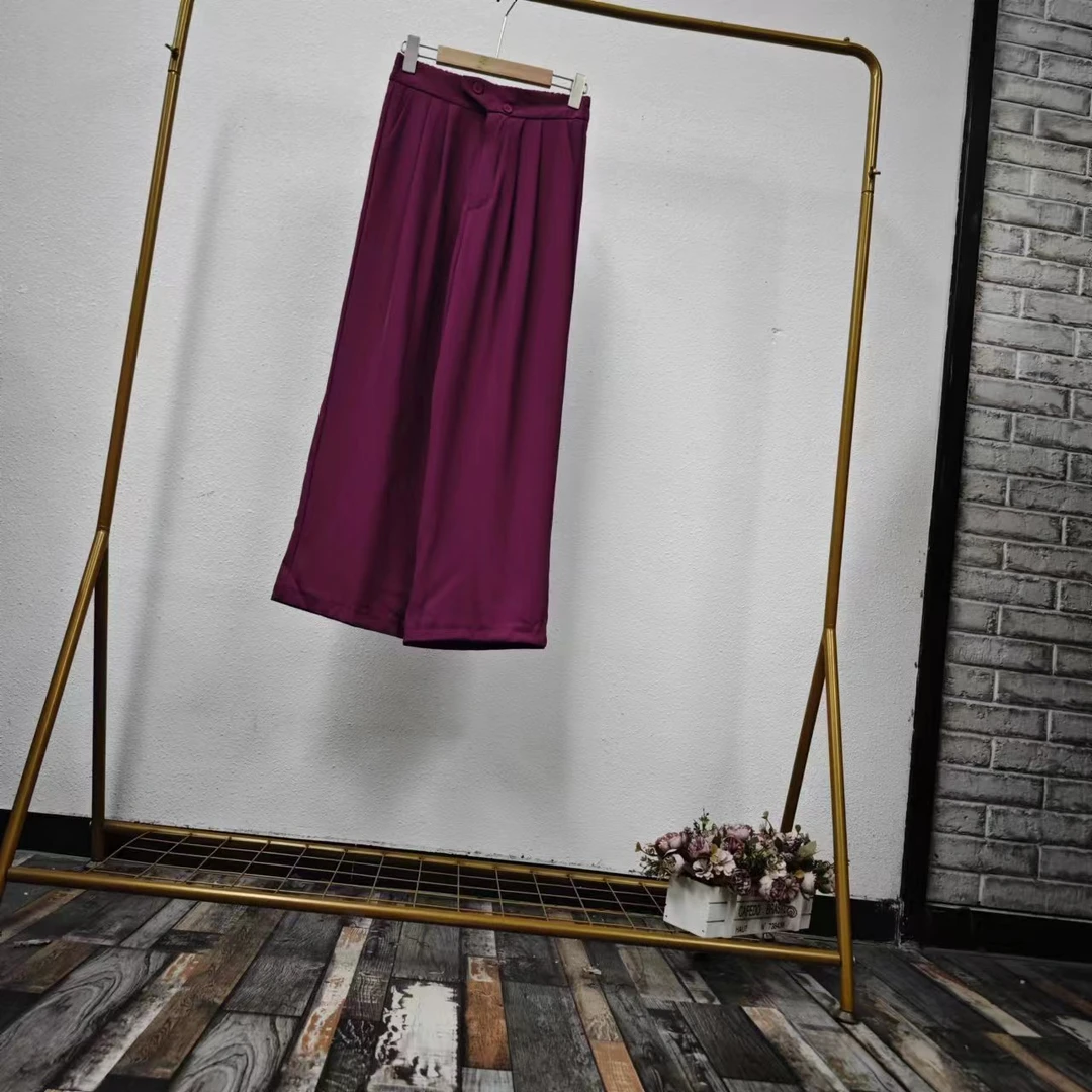 品牌剪标 7仓F4-11-5054款  梅紫色双扣子休闲裤