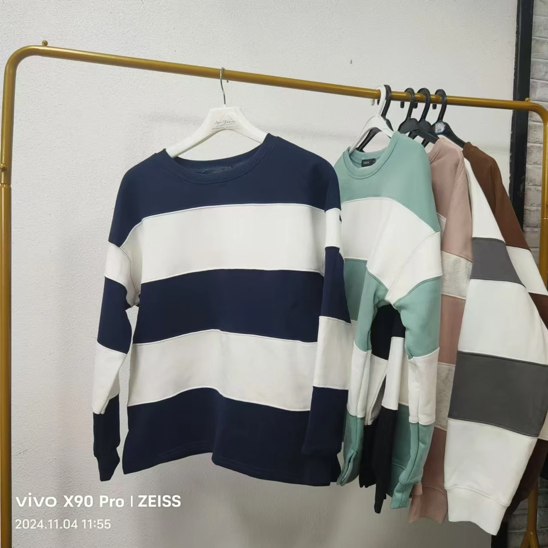 品牌剪标   8仓B1-1-2505款   加绒宽条纹上衣卫衣