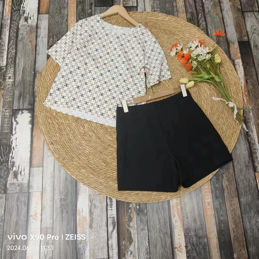 品牌剪标 7仓F4-15-2623款   休闲宽松短袖短裤套装