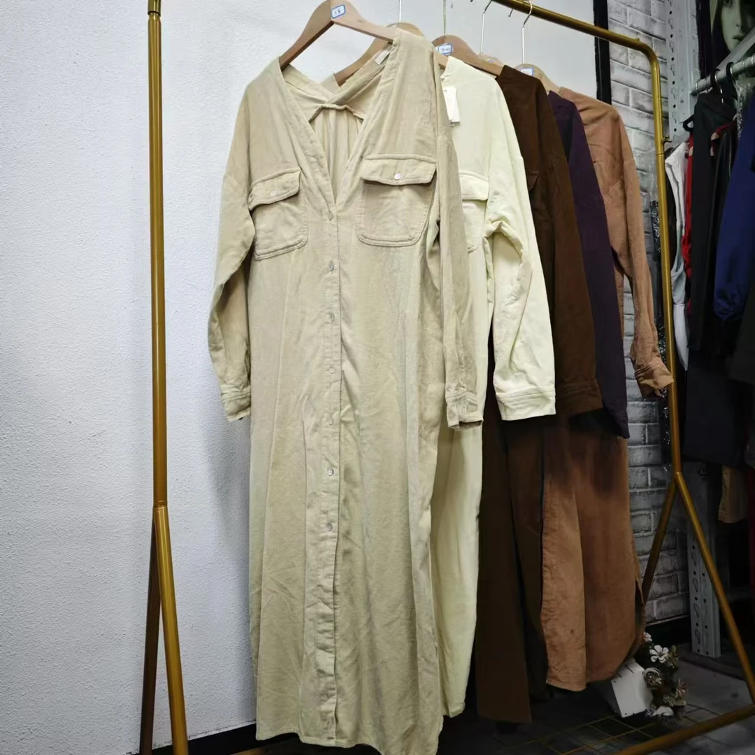 唯琳剪标  8仓A2-6-2026款  日单灯芯面料长款连衣裙