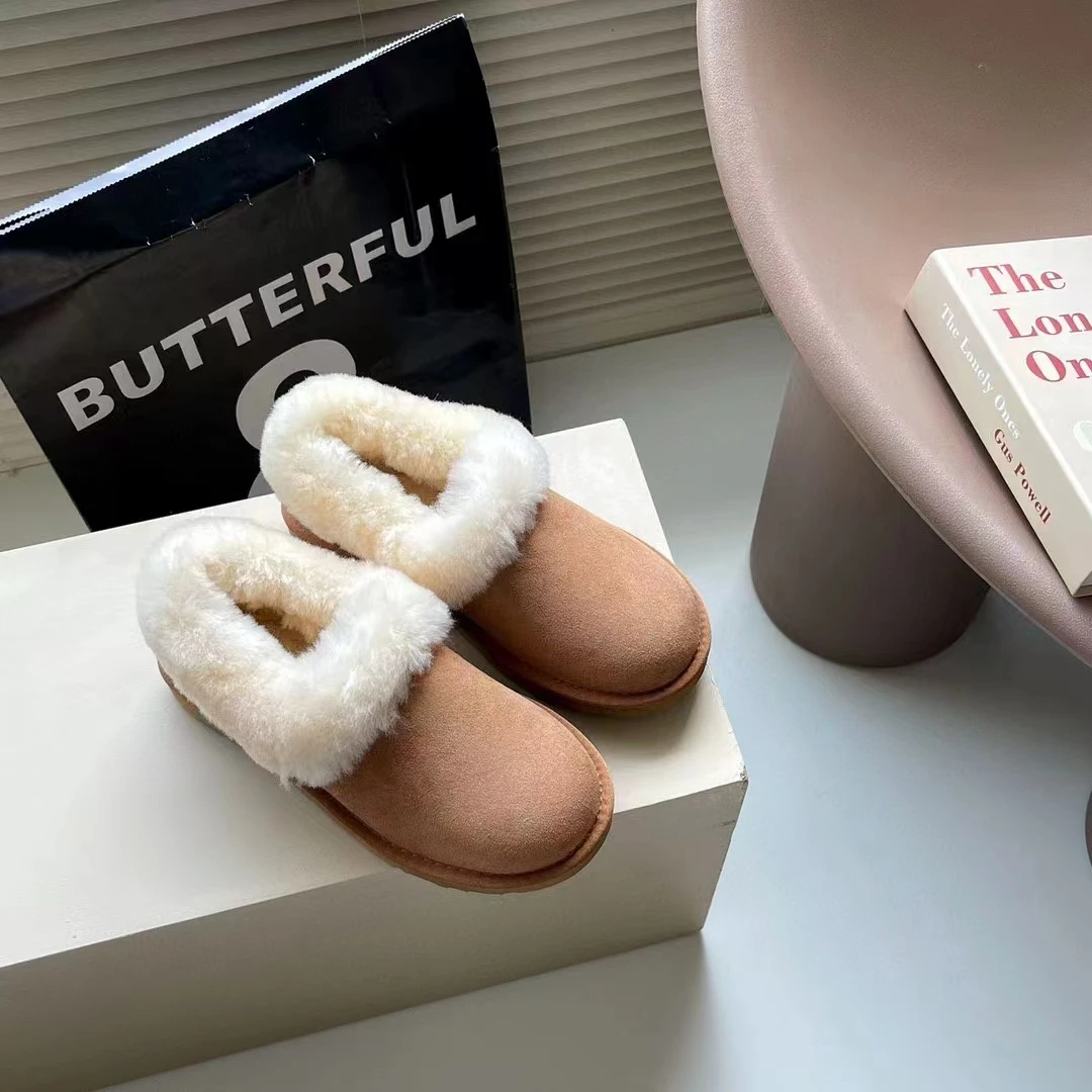 2022新款桑坡皮毛一体低筒雪地靴大喜庆加厚毛毛浅口保暖女鞋加厚