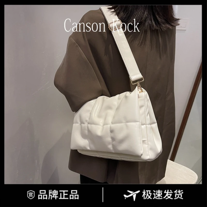Canson Kock女包大容量棉服包女新款时尚复古菱格绣线单肩斜挎包