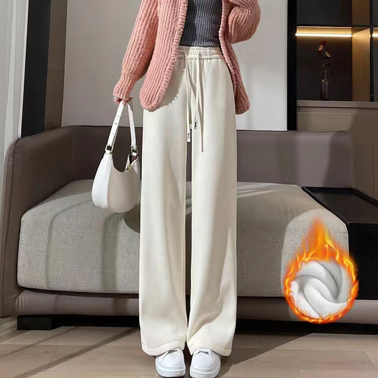 扣号孤品裤子雪尼尔直筒裤加厚加绒保暖