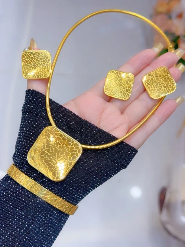 钛钢项链 极简风原创设计女项链耳钩轻奢欧美气质素饰品0106