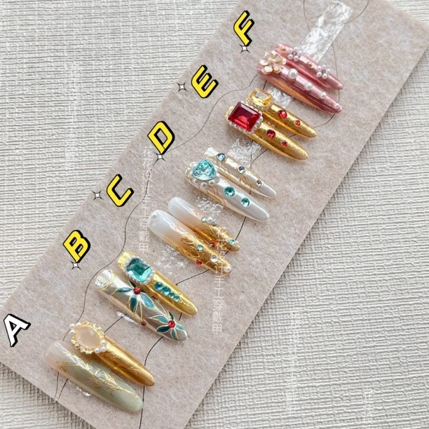 熹妃回宫~甄嬛传护甲穿戴甲夏日长尖冰透指尖ins风宫廷风娘娘甲片