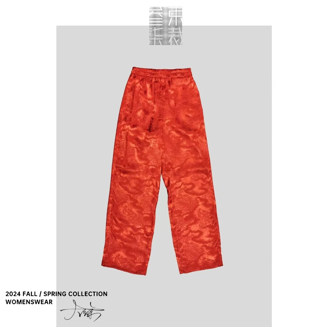 A213【清水】国风改良裤子女装云纹花卉宋锦提花新中式B165