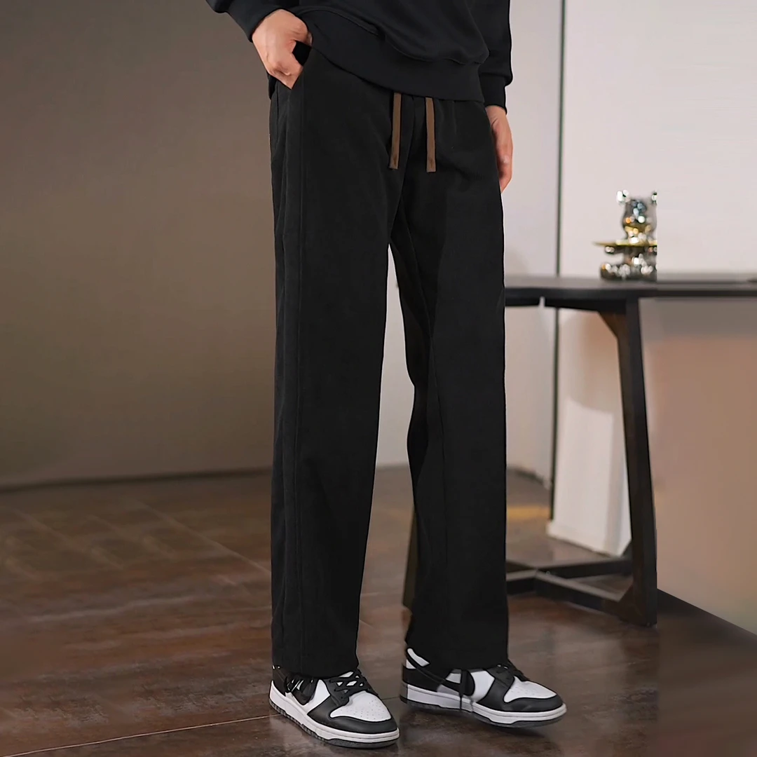 2024春夏新款男士休闲裤宽松显瘦舒适百搭直筒裤弹力松紧腰长裤子