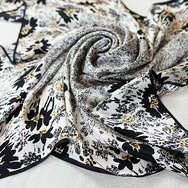 真丝桑蚕丝印花女士丝巾2025春季新款时尚百搭气质丝巾女