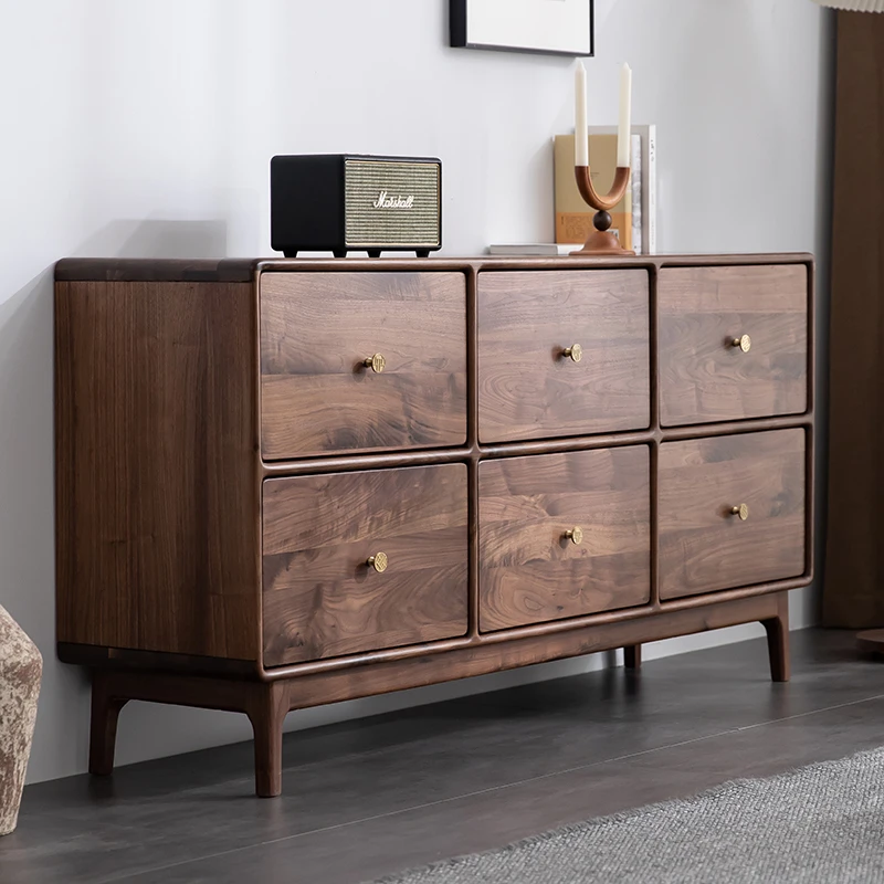 北欧现代简约六斗柜储物柜抽屉收纳柜原木实木
