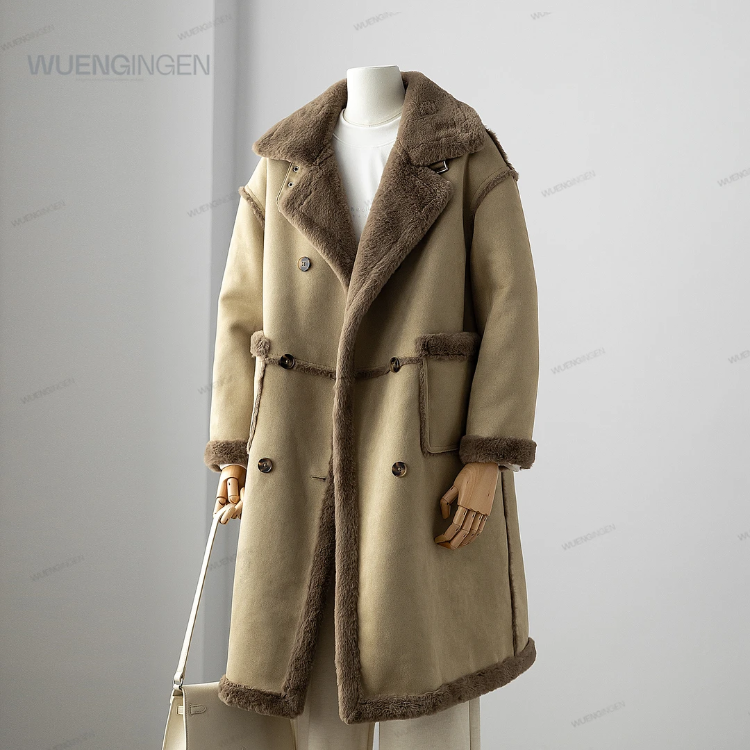 无印心匠！中长款+单排扣灰绿色外套加绒&加厚a33053