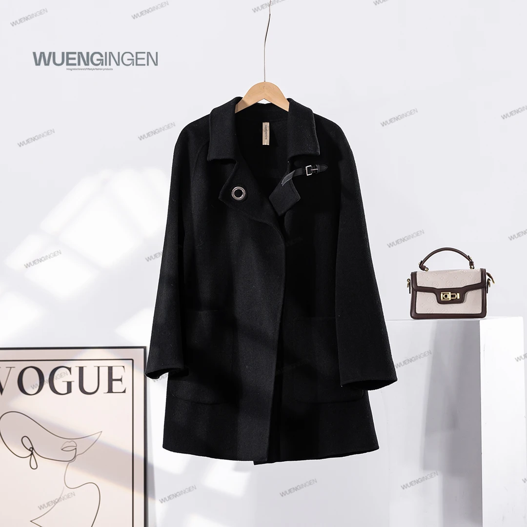 无印心匠羊毛+翻领  纯色&中长款 洋气大衣 A28580-1