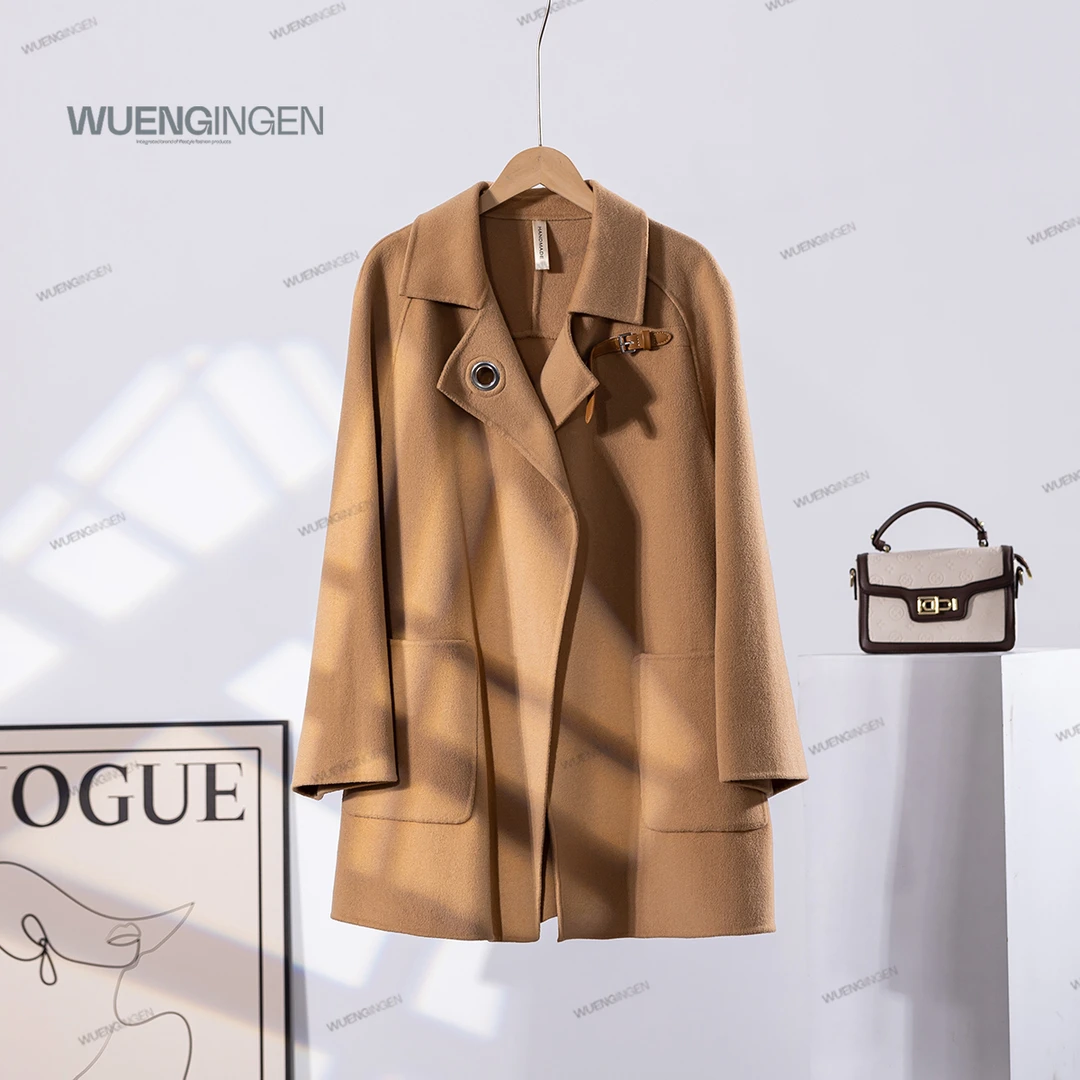 无印心匠羊毛+翻领 纯色&中长款 时尚百搭大衣 A28580