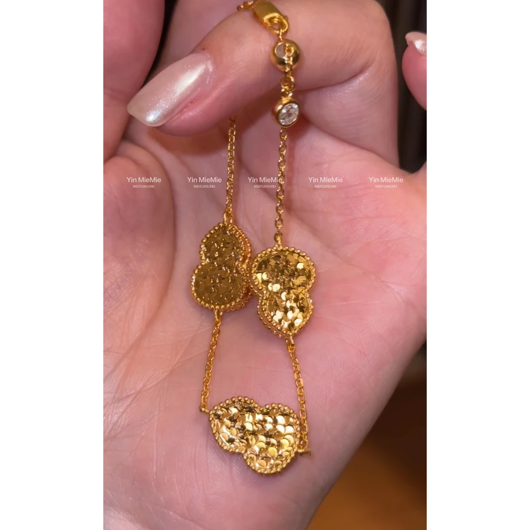 925银手链 碎冰冰三花葫芦手链/四叶草碎冰冰葫芦中古复古轻奢