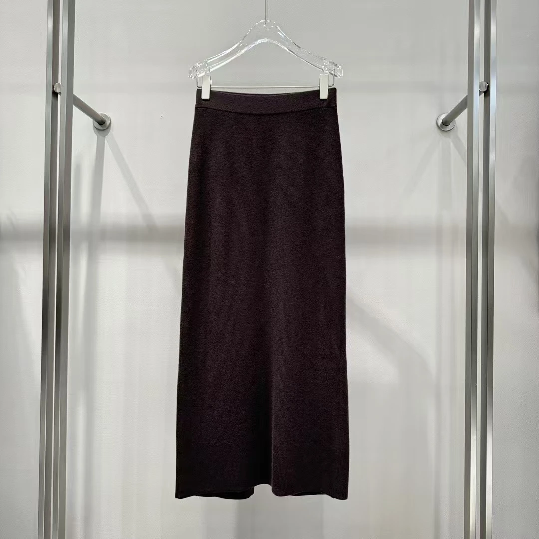 秋冬新款时尚开衩中长款针织半裙3566