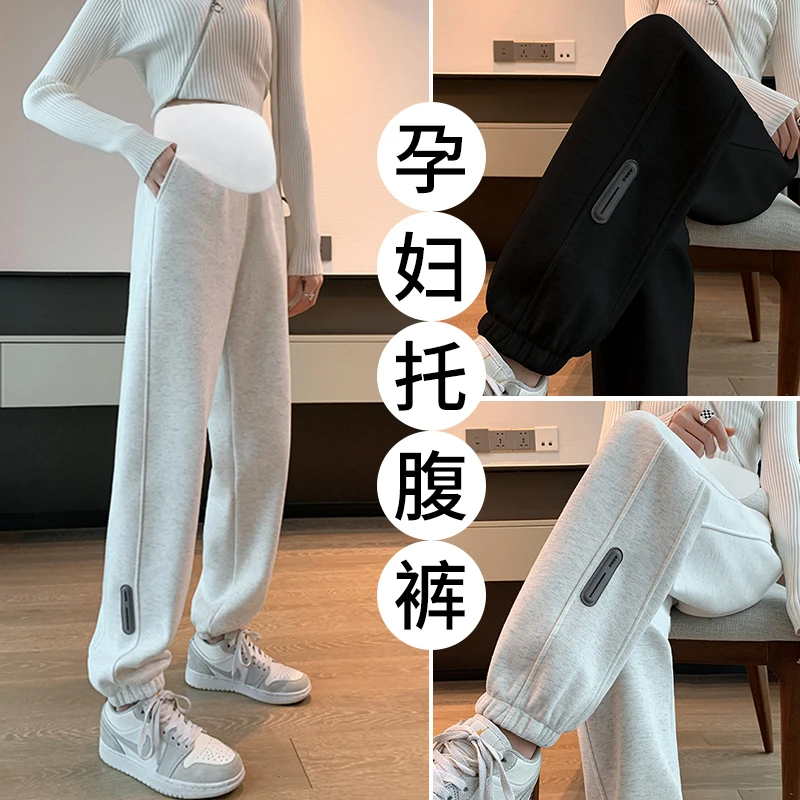 孕妇裤秋冬季款加厚加绒外穿时尚百搭休闲大码运动束脚灯笼托腹裤