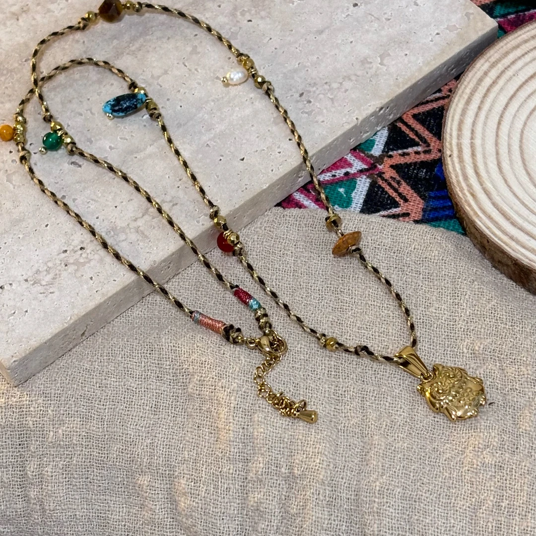 钛钢布艺项链 【猫头鹰】原创小众设计气质轻奢时尚编织长款项链