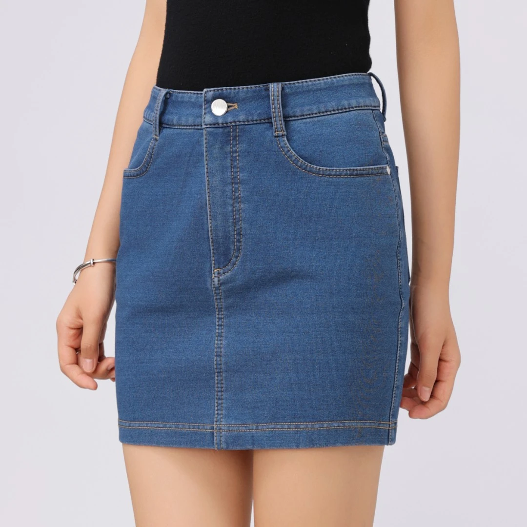 AMASS/阿玛施 新款牛仔裙气质显瘦高弹高腰丹宁风短包臀裙5200461