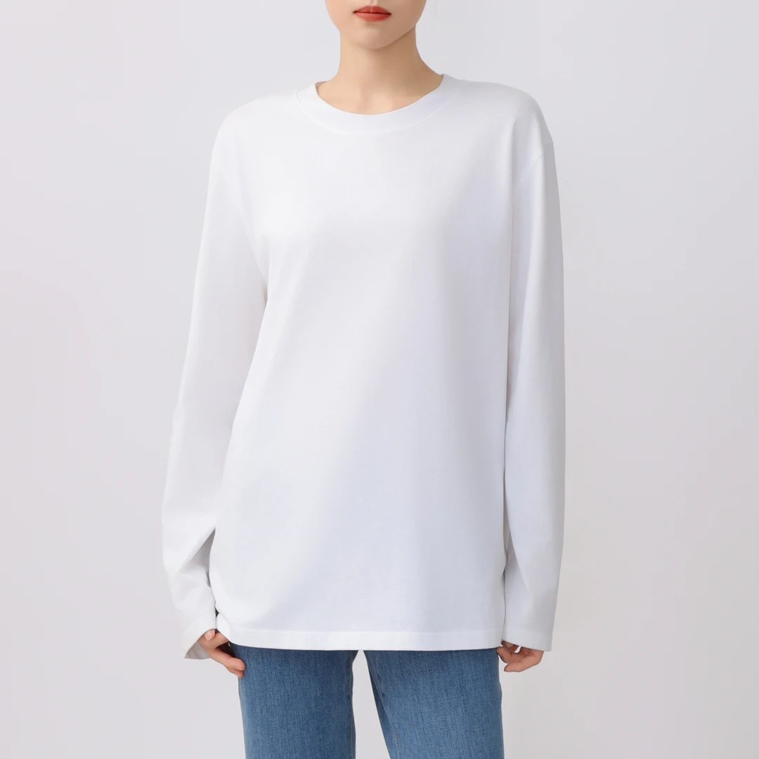 AMASS/阿玛施基础款休闲气质简约百搭圆领素色长袖T恤女5300890