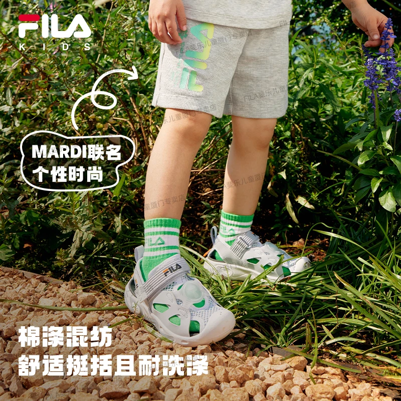 【透气亲肤】FILA斐乐儿童2025年夏新款宽松柔软针织男女通码五分裤