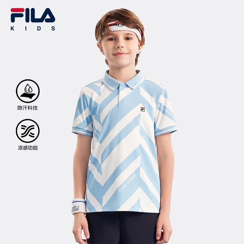 【凉感+隐汗科技】FILA斐乐儿童POLO衫夏舒适网球上衣男大童短袖衫