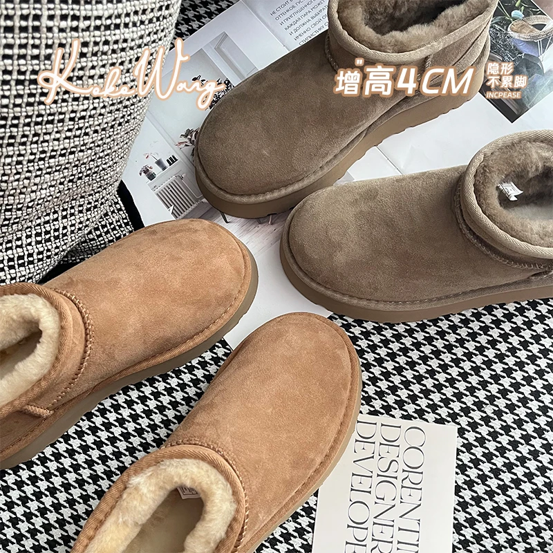 KOKO WANG 热力感 短筒羊皮毛一体A类保暖厚底雪地靴3101501
