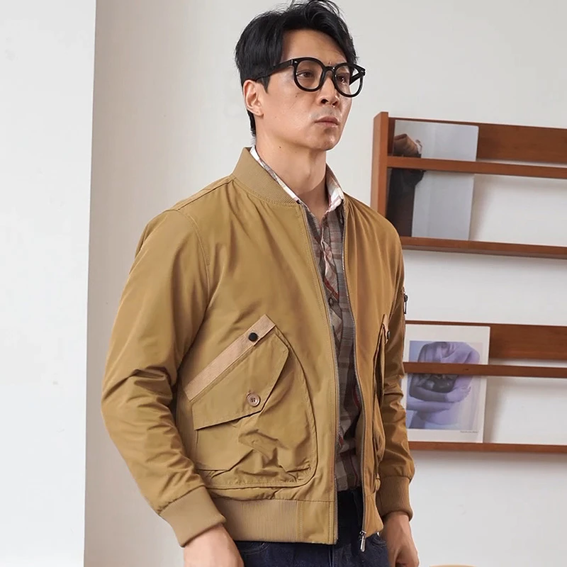 飞行员机能夹克男青年工装大码宽松上衣服薄潮流复古棒球领男外套