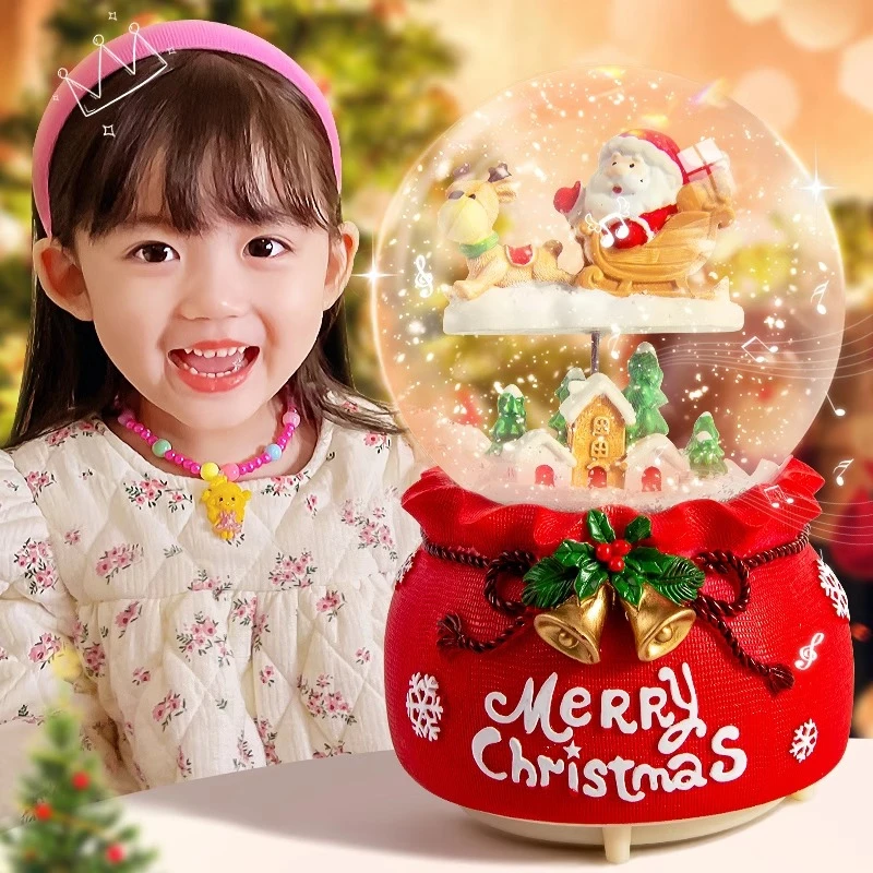 圣诞节摆件水晶球音乐盒自动旋转儿童小女孩创意精致新年礼物女孩