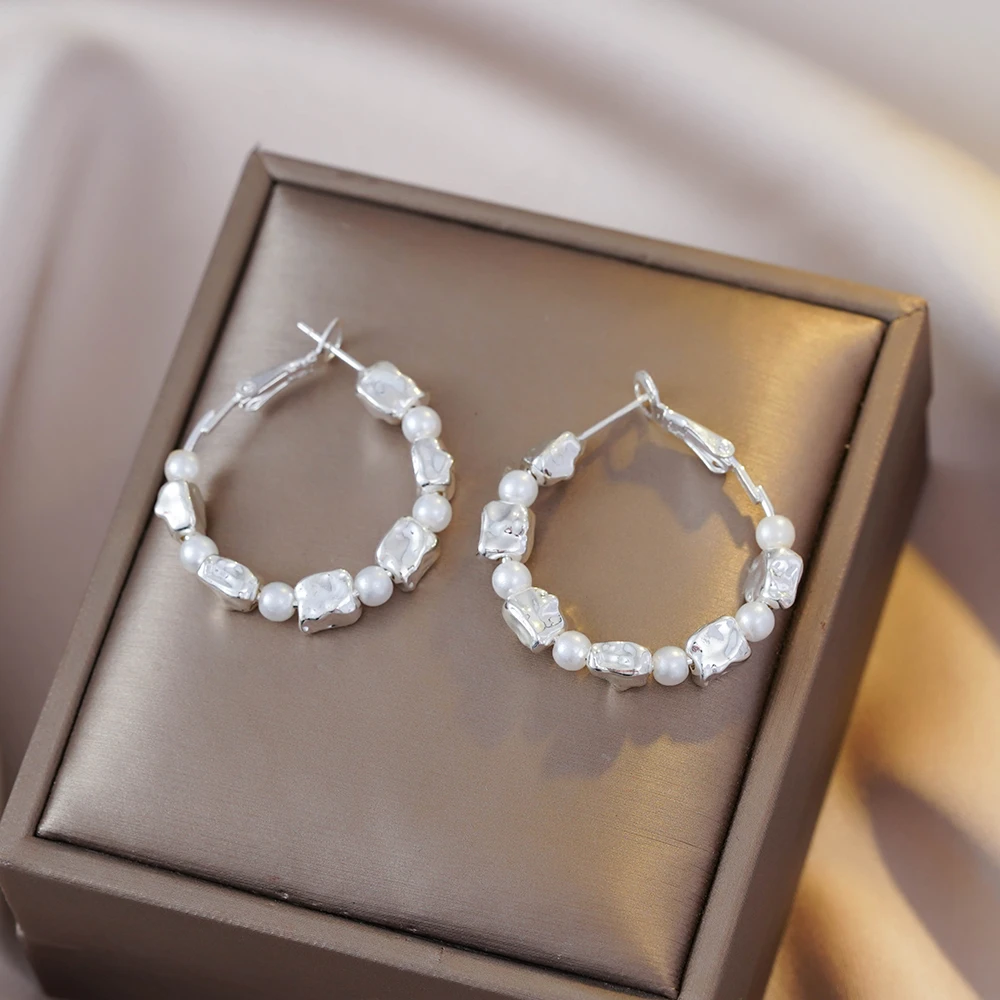 铜合金耳饰 珠珠圆圈耳环小众设计感高级气质耳环N1966