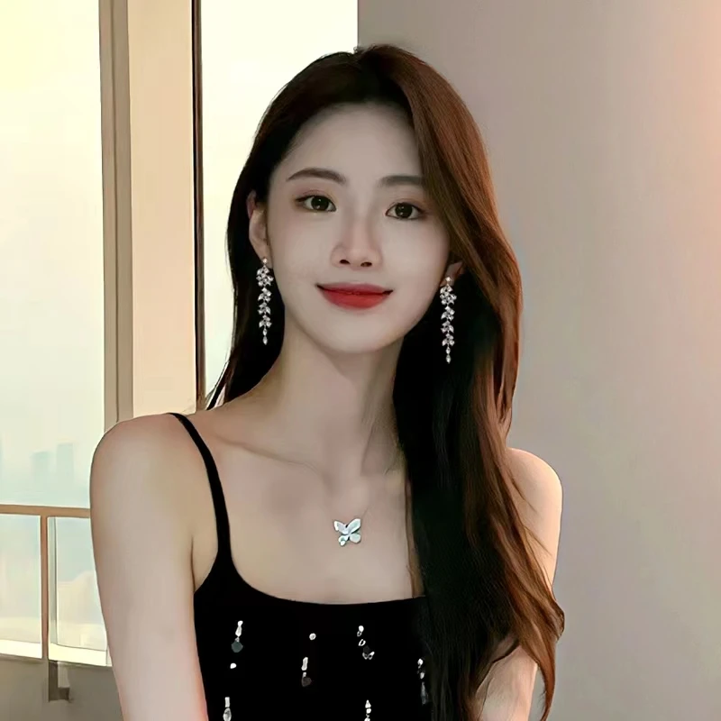 铜合金耳饰 长款流苏树叶小众设计感耳饰气质百搭耳环女N0759