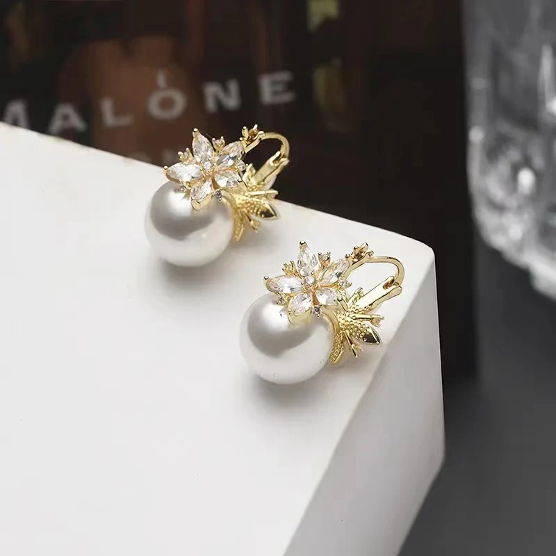 铜合金耳饰 精致花朵双面风洋气质超仙耳环甜美小香风耳饰N1688