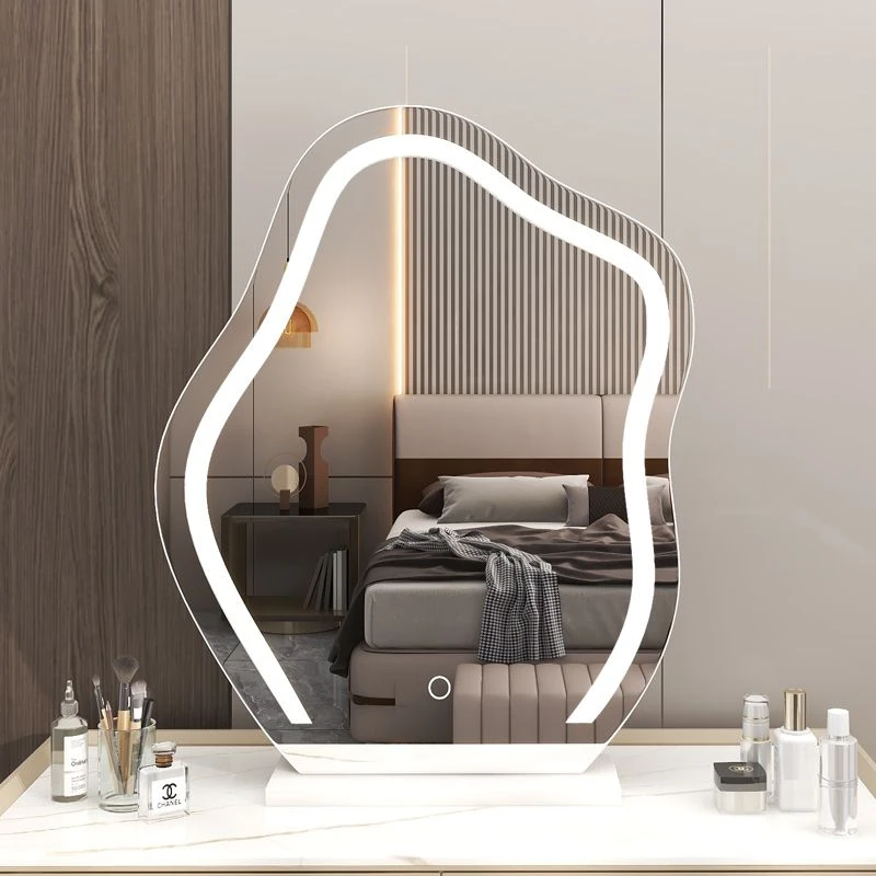 异形云朵化妆镜带灯家用轻奢美妆镜学生宿舍台式桌面LED灯梳妆镜