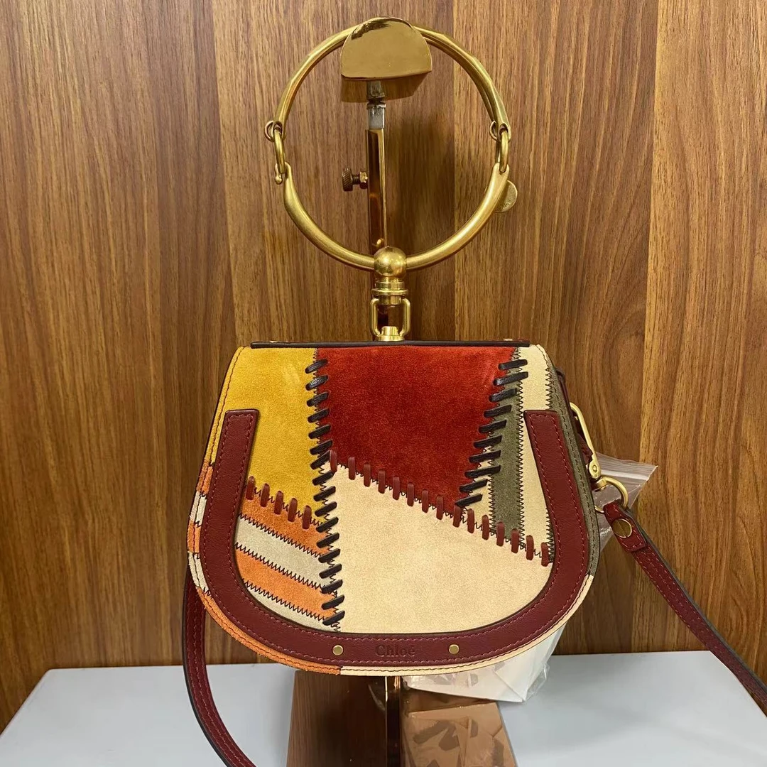 99新 Chloe/蔻依 拼色nile圆环手提单肩斜挎包