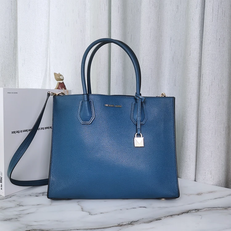95新 MICHAEL KORS/迈克高仕 蓝色牛皮单肩手提包