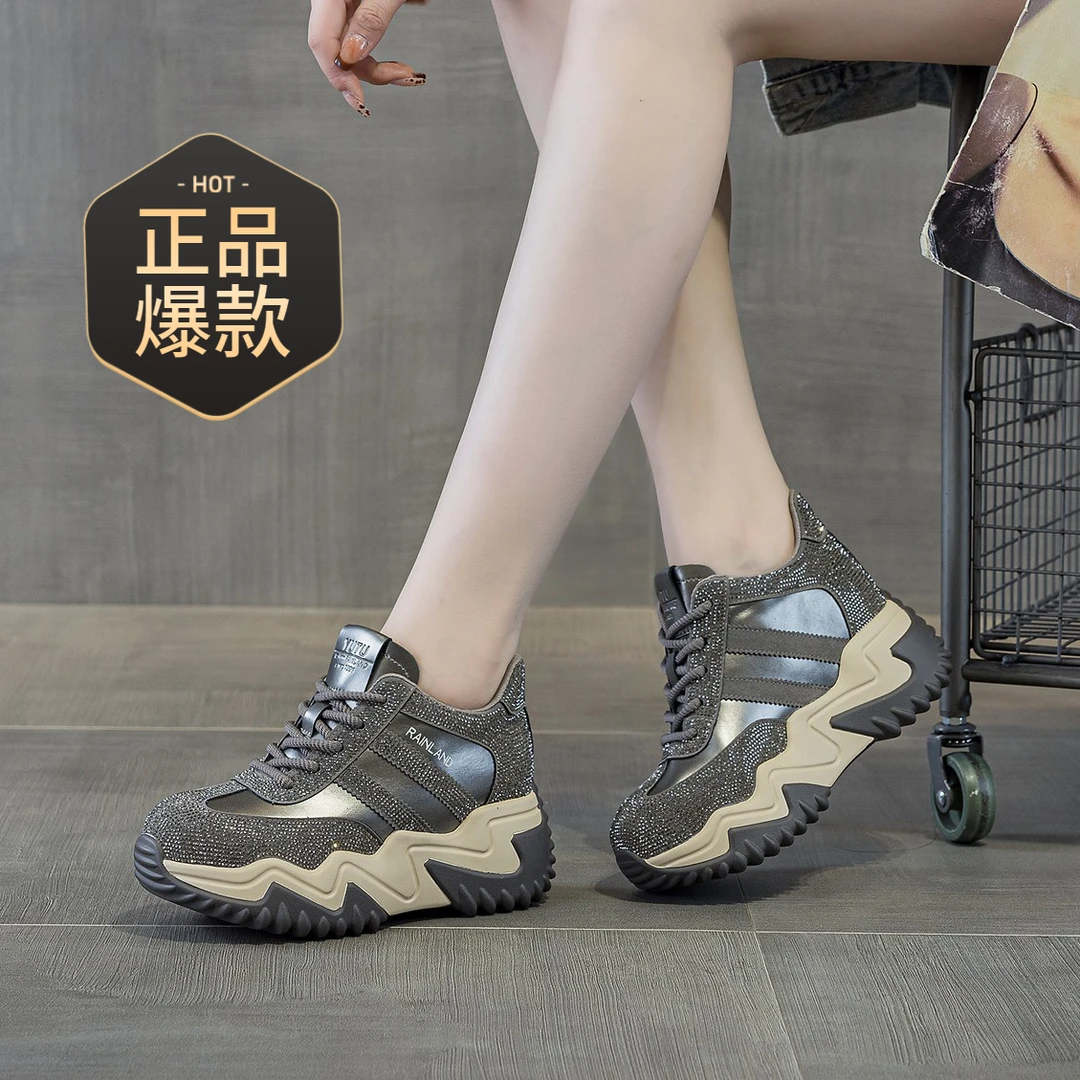 【增高6CM】秋冬新款休闲运动鞋女2025年厚底软底老爹鞋百搭小个子