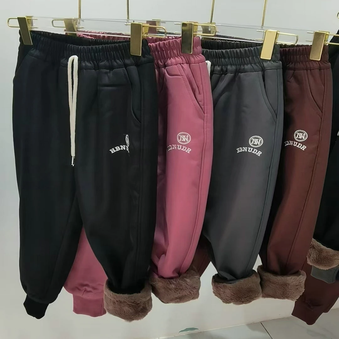 （1646）秋冬款儿童时尚洋气加厚绒休闲裤（刺绣图案不分）