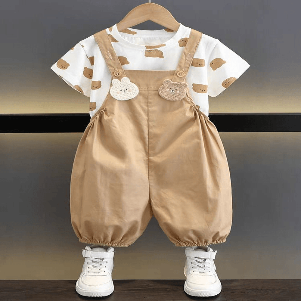 编码B【1200-1299】蜜油童装儿童小兔子刺绣背带裤套装