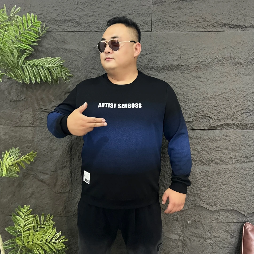 2024秋冬男士加大圆领时尚卫衣大码男加绒加厚圆领长袖卫衣71531