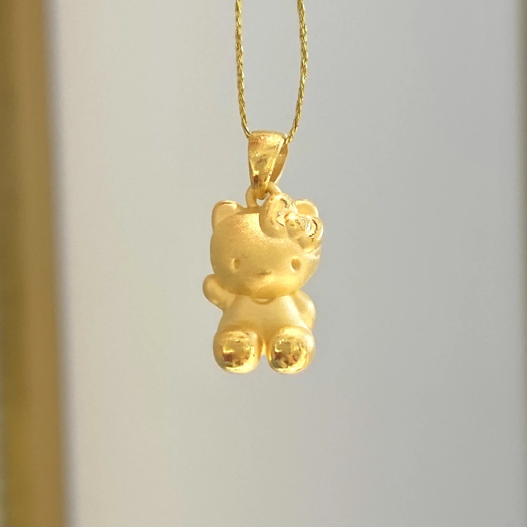黄金足金999HelloKitty吊坠凯蒂猫可爱宝宝精美