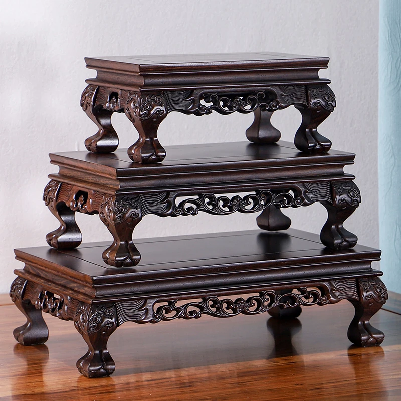 黑檀木底座红木工艺品摆件底座实木正方奇石头花盆景佛像茶壶木托